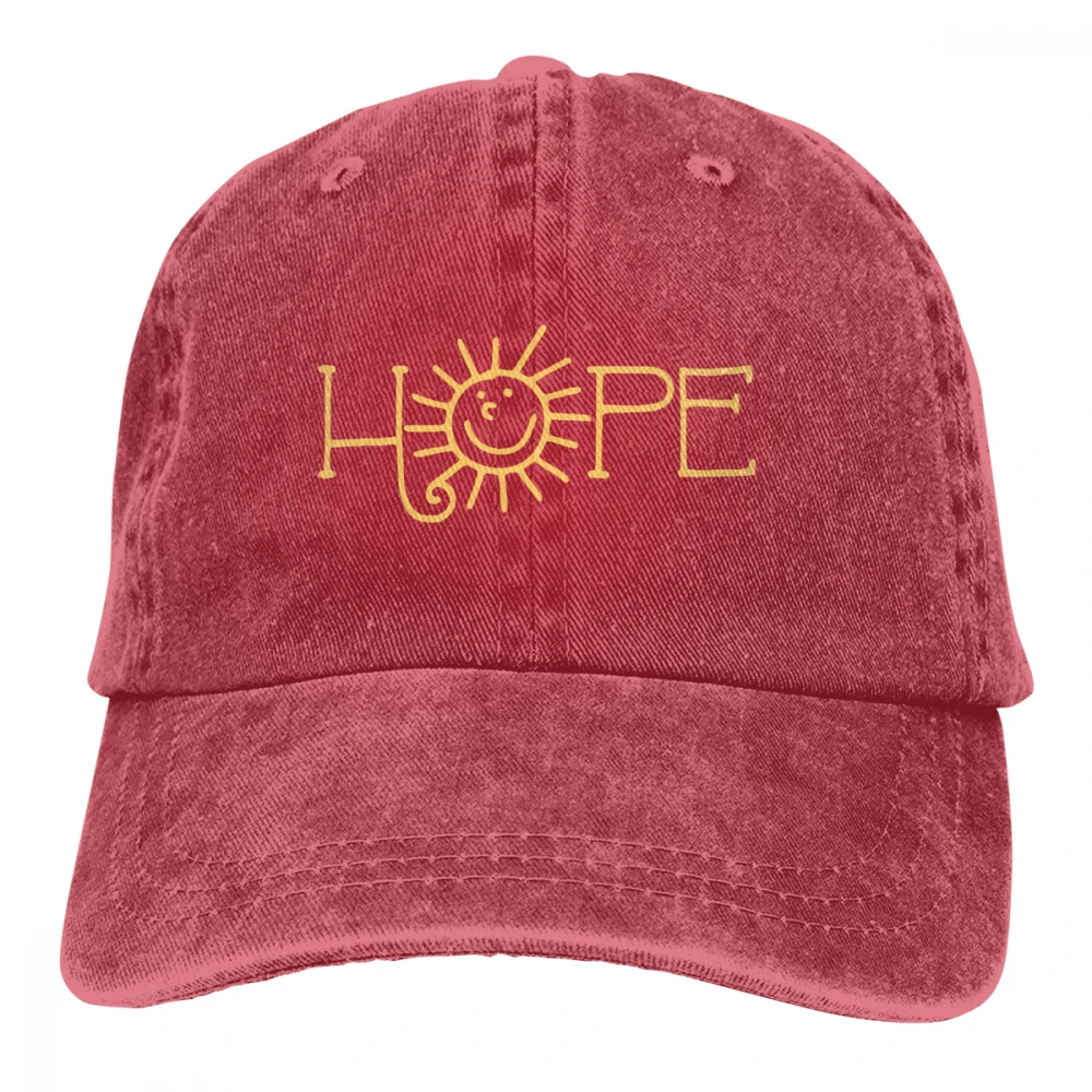 Hope с солнечным смайликом Casquette темно-синий унисекс Мужские Женские джинсовые бейсболка с ремешком кепки Регулируемый Гольф папа шляпа