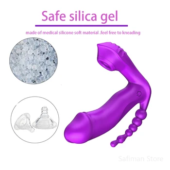 Clitoris Stimulator 3 IN 1 Sucking Vibrator 7 Mode Vibrating Sucker Anal Vagina Wearable Oral Suction Erotic Sex Toys for Women 5