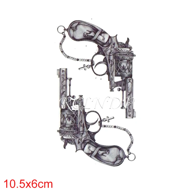 Waterproof Temporary Tattoo Sticker Cross Chain Machine Gun Tatto Flash Tatoo Fake Tattoos Hand Arm Body Art For Men Women Temporary Tattoos Aliexpress