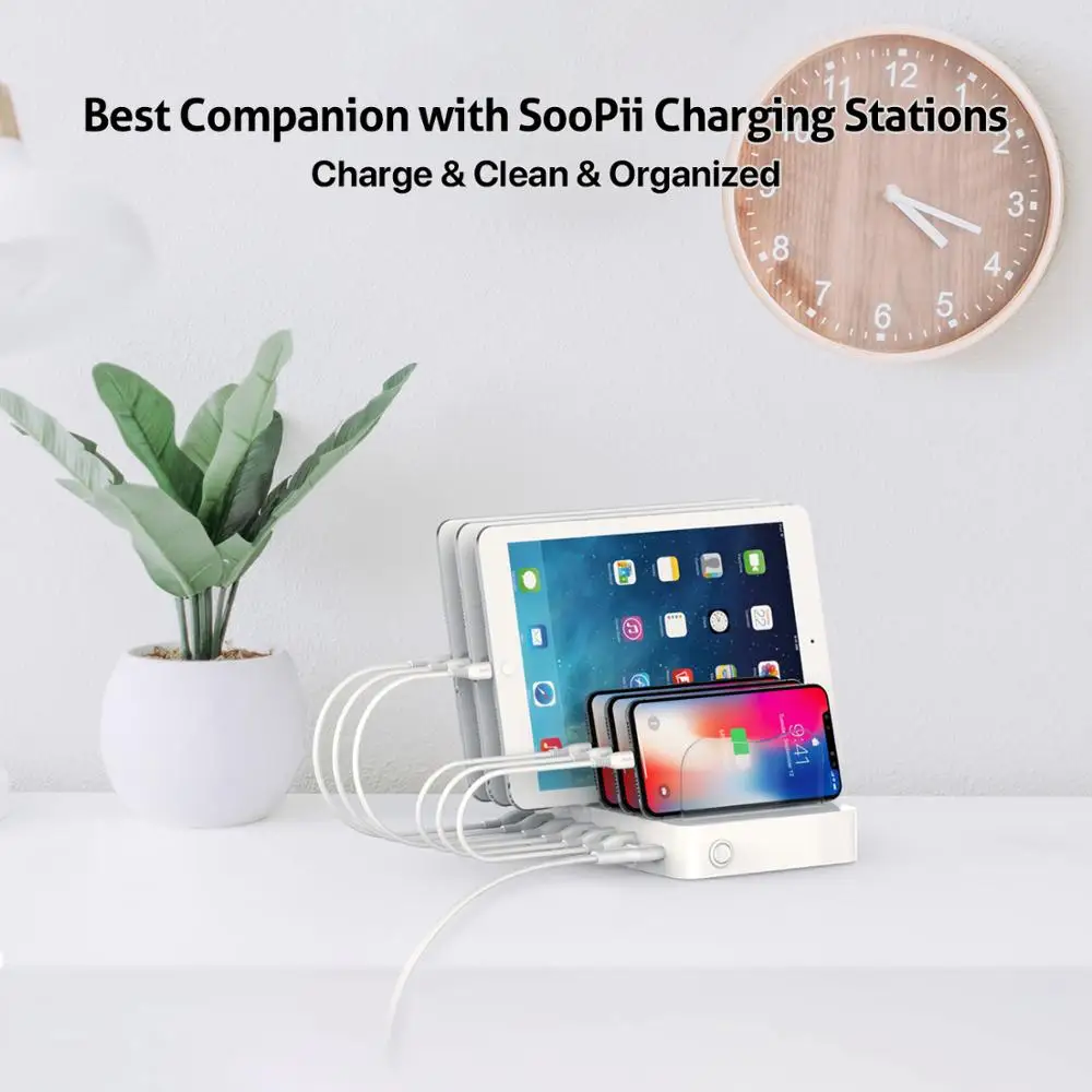 SooPii 6-Port 60W USB-C Charging Station6 Mixed Cable for Multiple  Devices,2 PD 20W Fast Charging ,for Phones Tablets and Other - AliExpress