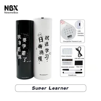 Nbx newmebox 多機能円形パスワードロック鉛筆ケースでスタイリッシュな学用品電卓ペンボックス贈答
