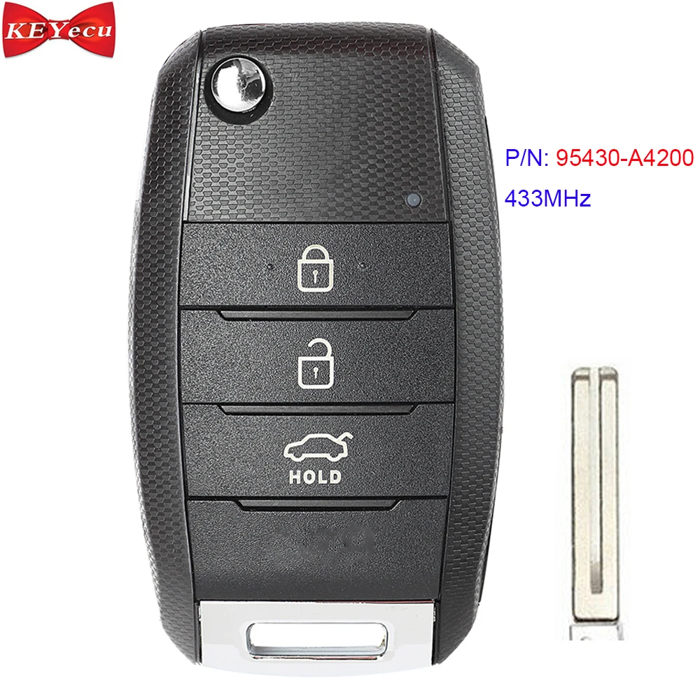 KEYECU для KIA Carens Rondo 2012+ Модернизированный пульт дистанционного управления автомобильный брелок 3 кнопки 433 МГц ID60 6F чип P/N: 95430-A4200