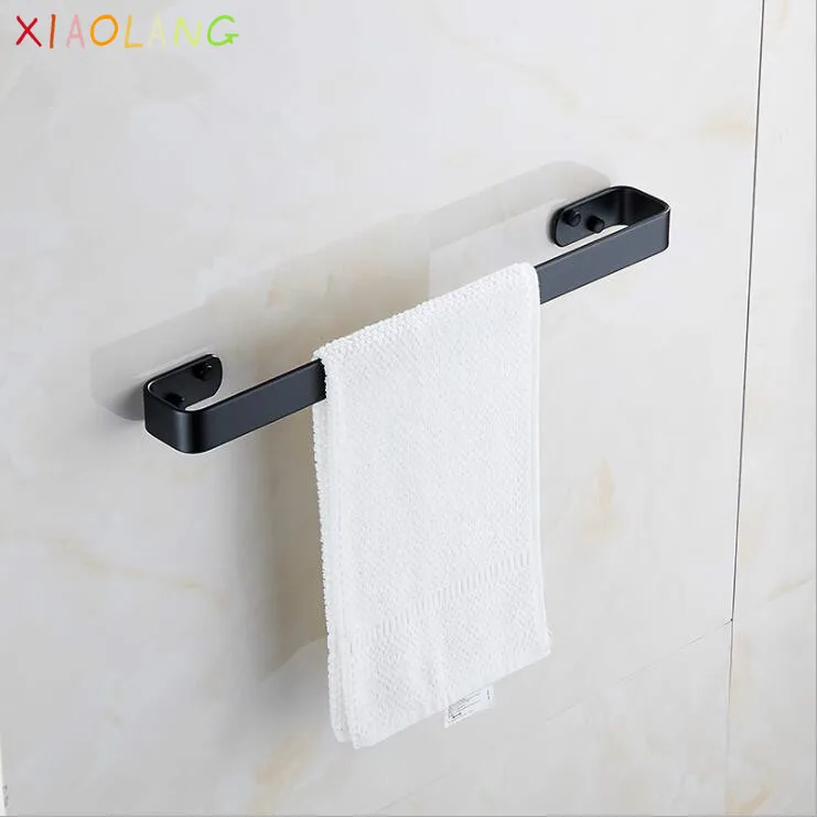 

XIAOLANG Solid Space Aluminum Black Towel Bar Single Towel Rack Bathroom Matte Black Wall Mounted Towel Holder 20/30/40/50/60 cm