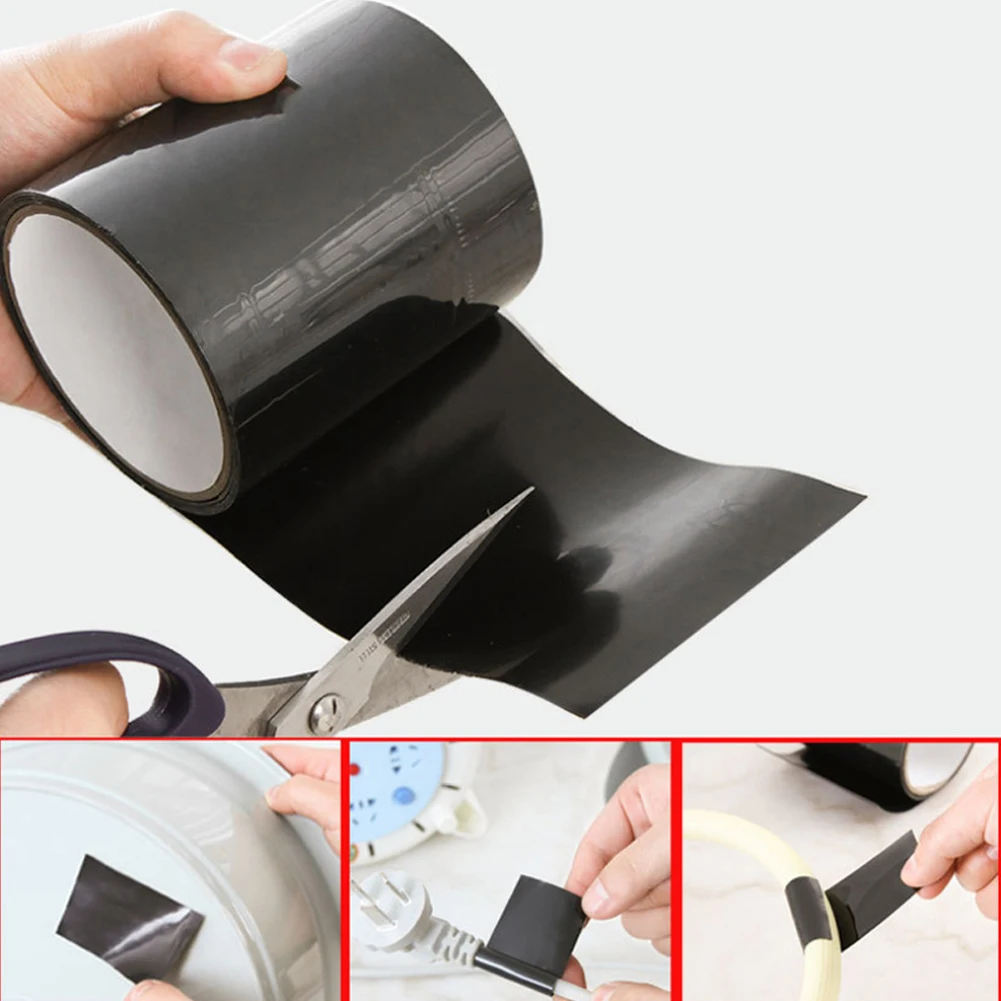 

1.5m Super Strong Black Tape Waterproof Home Stop Leaks Seal Repair Tape Performance Self Fiber Fix Tape Adhesive Tape