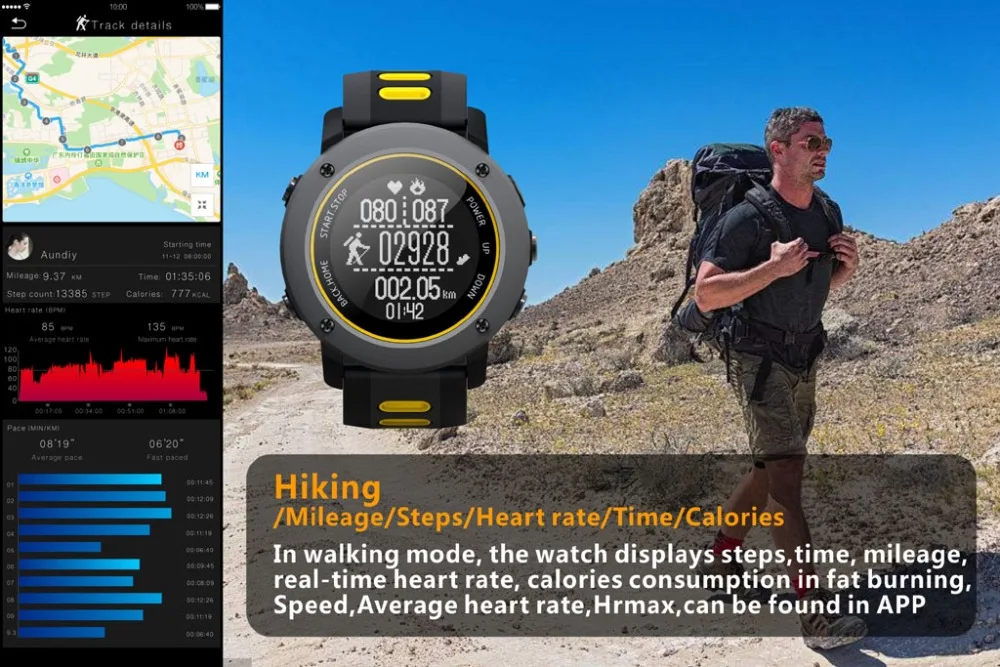 UW90 Bluetooth Смарт-часы спортивные наручные часы 1,2 дюймов gps монитор сердечного ритма шагомер поддержка sim-карты для IOS Android телефон