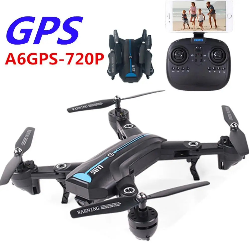 A6 gps Дрон HD 1080P широкоугольный Высокий режим удержания 300 м большой расстояние складной Безголовый режим 4CH гироскоп самолет Дети Рождественские подарки - Цвет: 720P