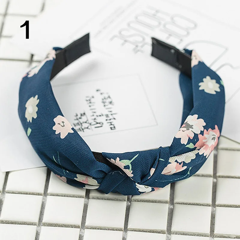 Floral navy LNRRABC 67 Цвета простая ткань повязка Крест из хлопка на возраст от 1 шт. бант повязка на волосы "тюрбан" мягкая пляжная обувь для девочек с обручем для волос, аксессуары для волос - Цвет: Floral navy