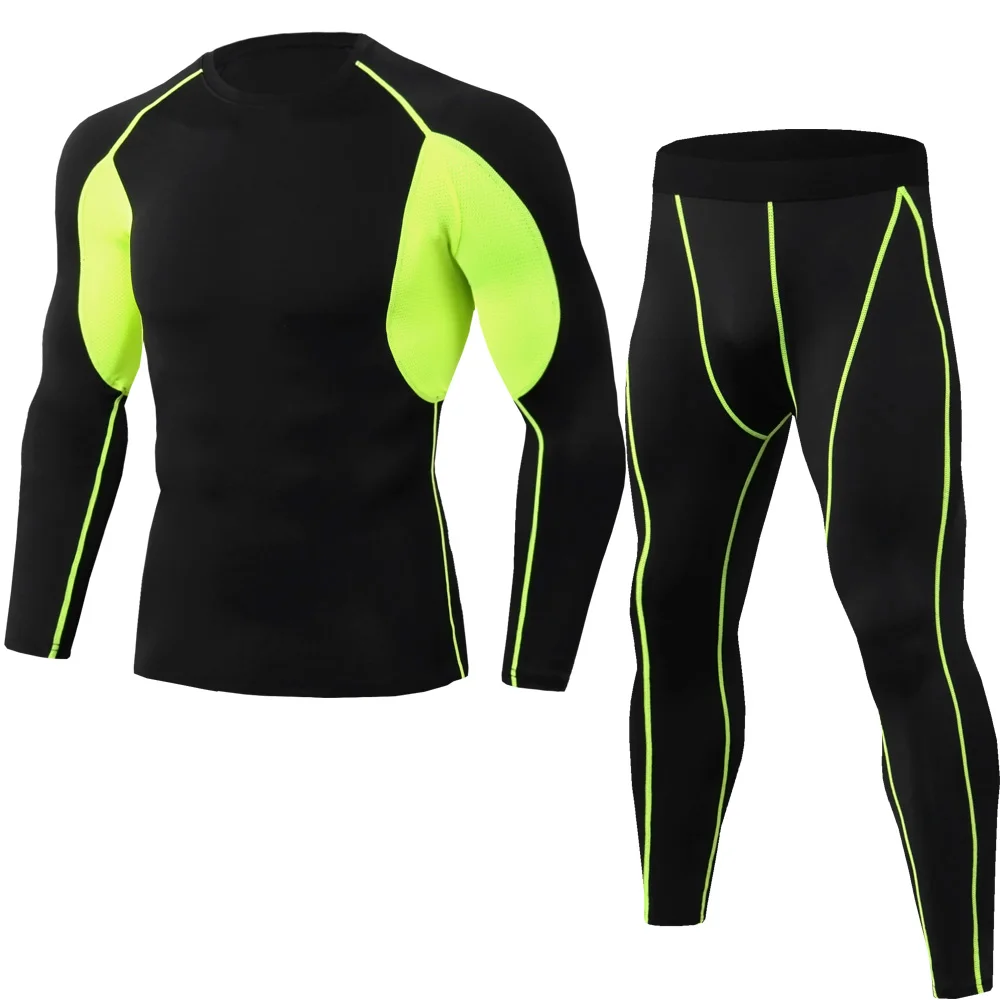 

Men's Motorcycle Bicycle Base Layer Tight Long Tops&Pants Breathable Underwear Set Motorcycle Jacket +Pants Quick Dry Sport Suit