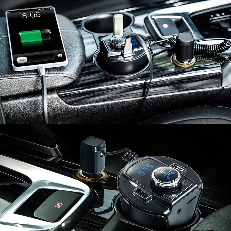 Чашка Bluetooth зарядное устройство чашка зарядное устройство многофункциональное автомобильное зарядное устройство двойной USB fm-передатчик беспроводной BX-6 портативный