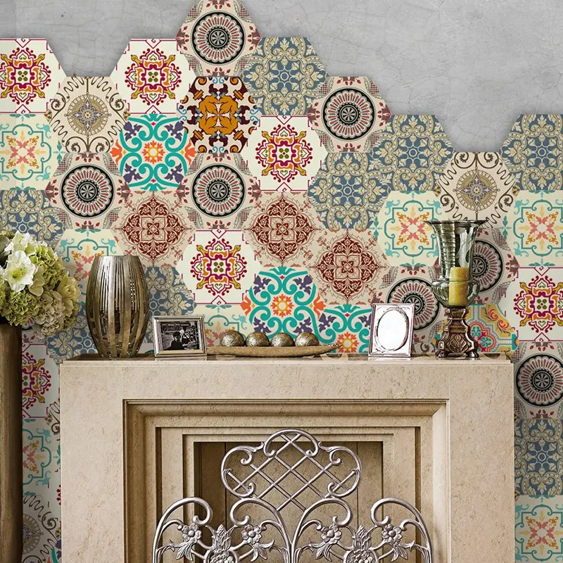 

Non-Slip Vinyl Floor Sticker for Home Decor, Hexagon Pvc Wall Tile Decal, Peel and Stick Self-Adhesive, for Living Room Kitche