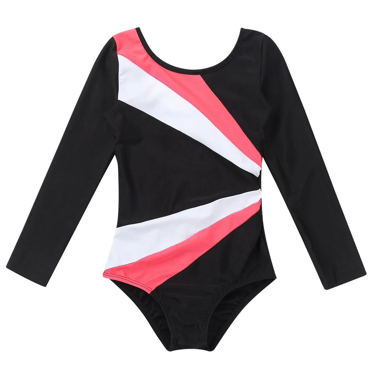 Girls Long Sleeve Gymnastics Leotard, Children's Jumpsuit, Color Block, Cutout Back, Ballet Leotards, Kids Dance Wear