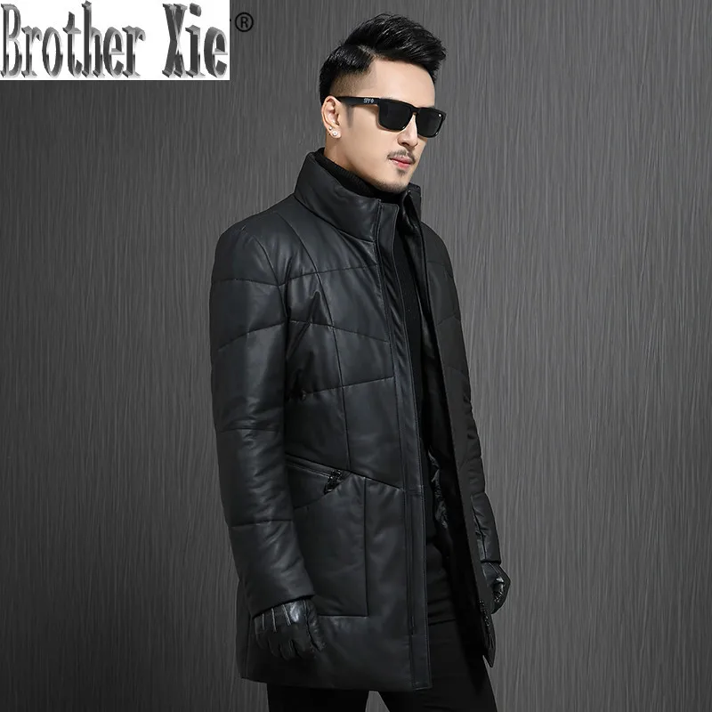 

2020 Winter Genuine Leather Jacket Men Long Real Sheepskin Coat for Men Duck Down Jackets Veste Cuir Homme 8-176 KJ0847