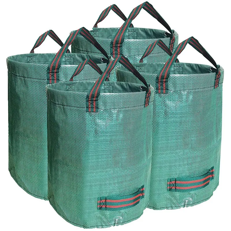 4 Pack Garden Waste Bags Reusable Yard Heavy Duty Waterproof Gardening Leaf Bag with Handles | Дом и сад