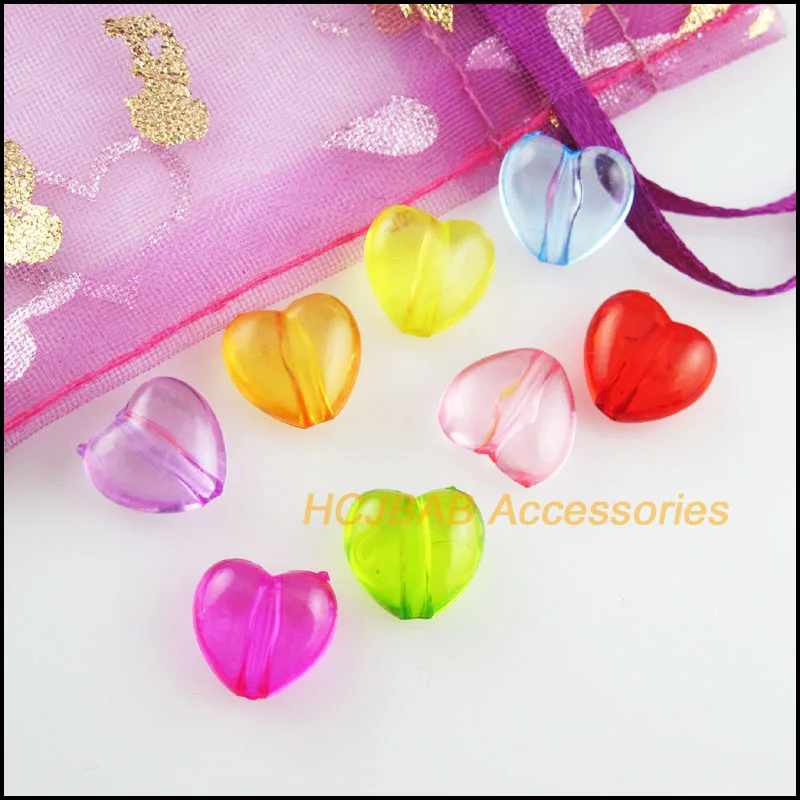 Fashion 100Pcs Clear Mixed Acrylic Heart Spacer Beads Charms 10x10.5mm | Украшения и аксессуары