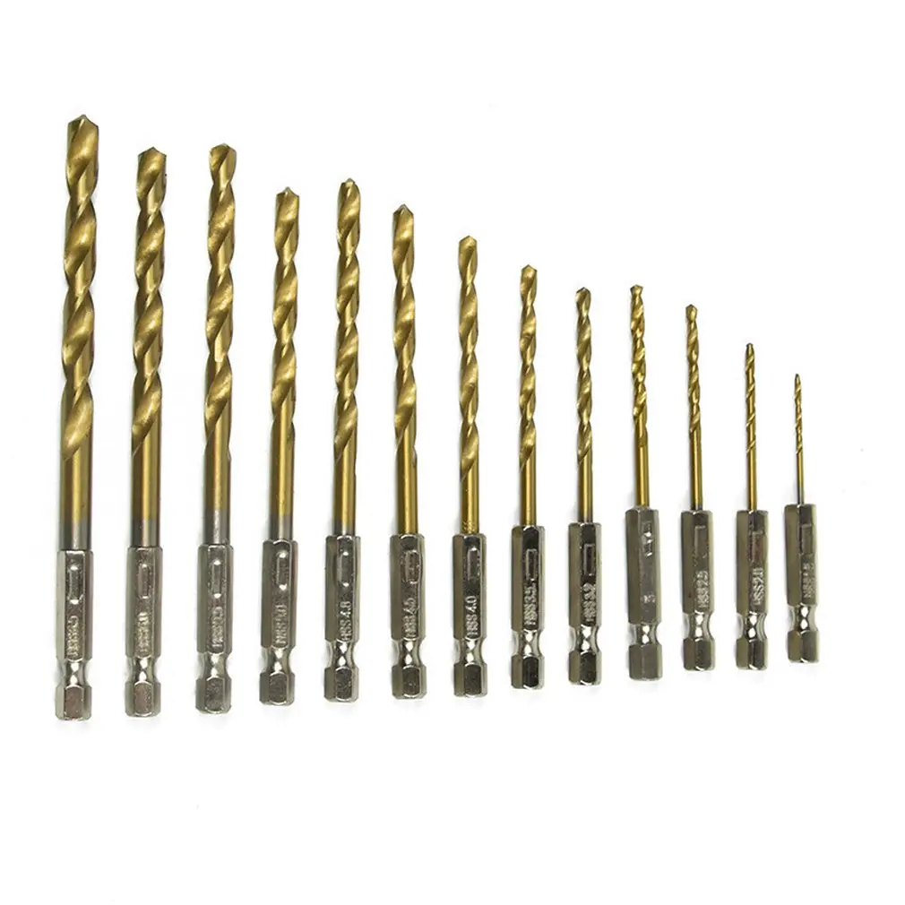 

13PCS/set Hex Shank HSS Twist Drill Bit set 1.5mm-6.5mm High Speed Steel Drilling Bits Set Power Tools Accessories