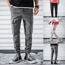 Мужская Новая модная повседневная прямая Спецодежда с карманами брюки на шнурке Pantalones Hombre GH50