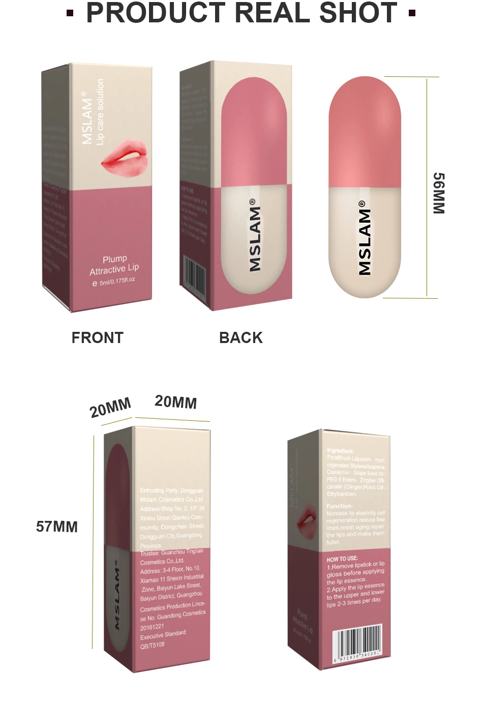 MSLAM  Volume Lips Plumper Oil Day Night Moisturizing Repairing Reduce Lip Fine Line Cosmetics Sexy Plump Enhancer Serum