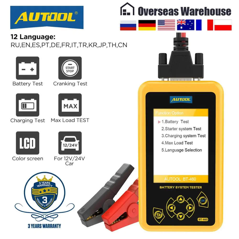Autool Bt46012v 24v Colorful Display Car Battery Tester Analyzer For