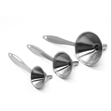 3 Pcs Stainless Steel Funnels Multifunctional Oil Leak Funnel with Handle Water Spices Wine Flask Filter Funnel