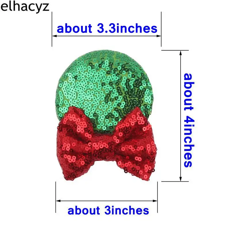 1 пара 3 ''блестящие уши Минни Маус заколки для волос для рождественской вечеринки детские аксессуары для волос Блестящий бант Минни Маус ухо
