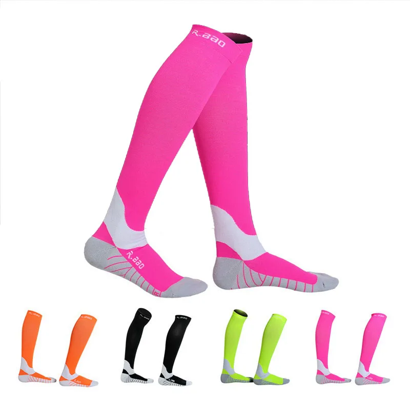 

1 Pair Professional Long Compression Socks For Marathon Night Running Achilles tendon Protective Men Women Cotton Cycling Socks