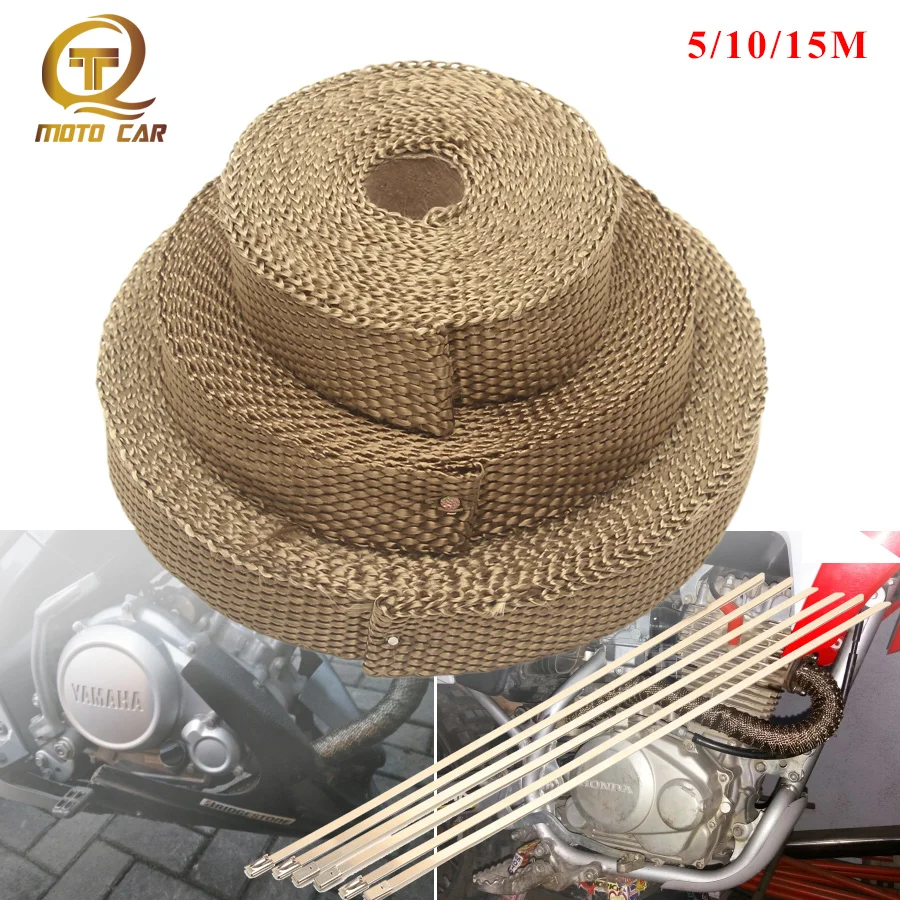 

Thermal Exhaust Tape 5/10/15M *25mm Heat Wrap Cloth Motorcycle Exhaust Tape for Honda Suzuki Harley Yamaha Kawasaki akrapovic SC