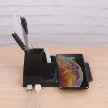 Универсальный 2-в-1 10 Вт Qi Быстрый Беспроводной Зарядное устройство Стенд держатель ручки двойной USB кабель для мобильного телефона для настольного зарядного устройства