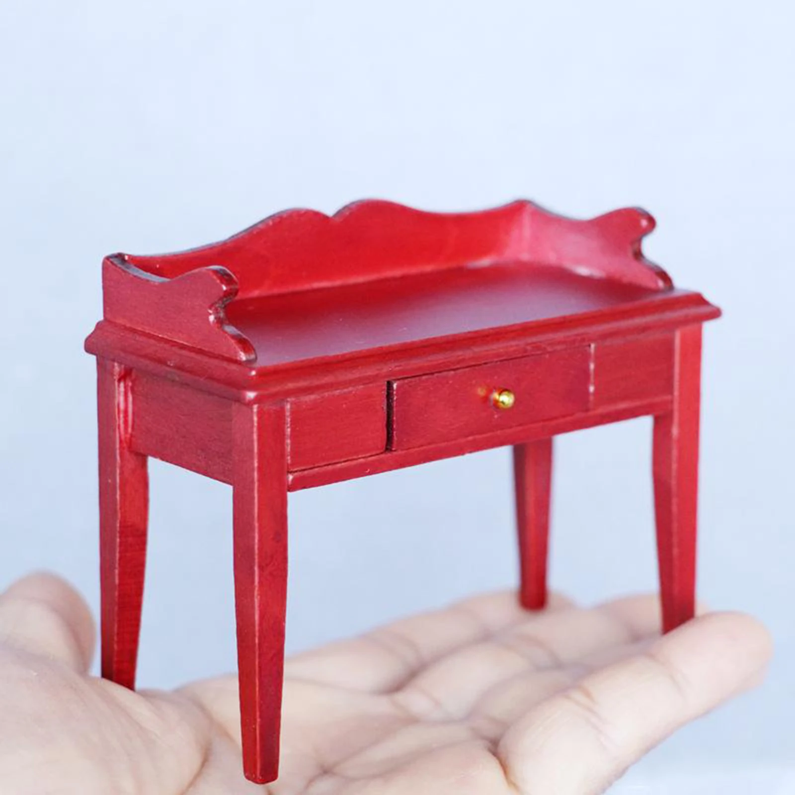 Dollhouse Handmade Birch Wood Desk Table Miniature Set for 1:12 Dolls House