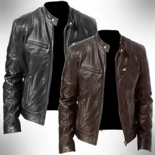

2021 Mens Fashion Leather Jacket Slim Fit Stand Collar PU Jacket Male Anti-wind Motorcycle Lapel Diagonal Zipper Jackets Men 5XL