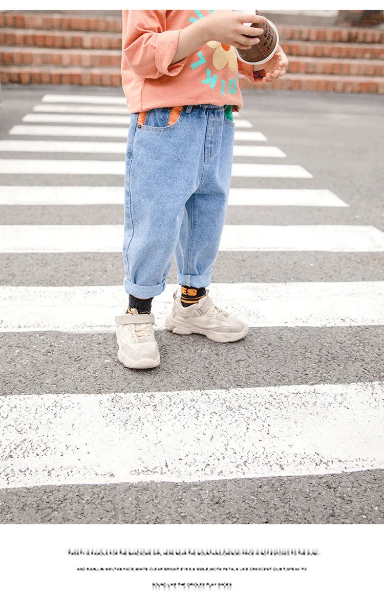 Autumn New Style Crawler Korean-style Children Girls Versatile Straight-leg Pants Fashion Jeans Fashion