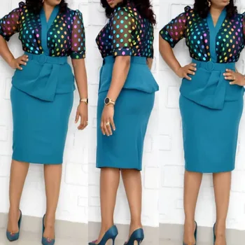 

V Neck Priting Cocktail Dress Short Sleeves Knee Length Elegant Women Night Club Evening Party Gowns Cocktail Dresses