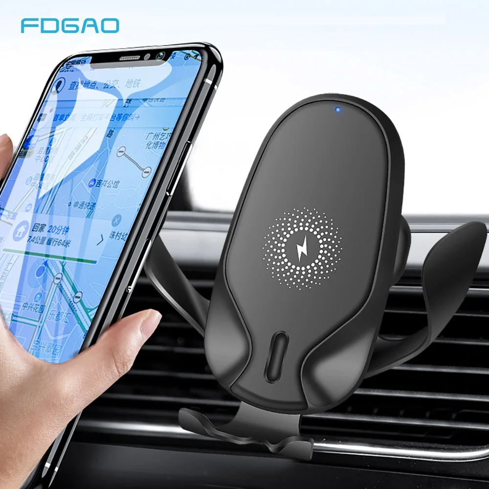 FDGAO 15 Вт Qi автомобильное беспроводное зарядное устройство для Xiaomi Mi 9 samsung S10 huawei P30 Pro iPhone 11 Автомобильный держатель для телефона Индукционная Быстрая зарядка