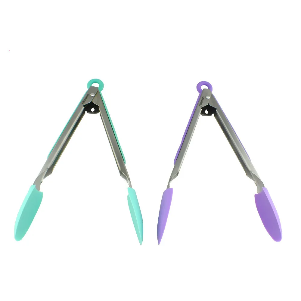 Silicona comida Tong Acero inoxidable Abrazadera para servir ensalada barbacoa cocina Tools-1pcs