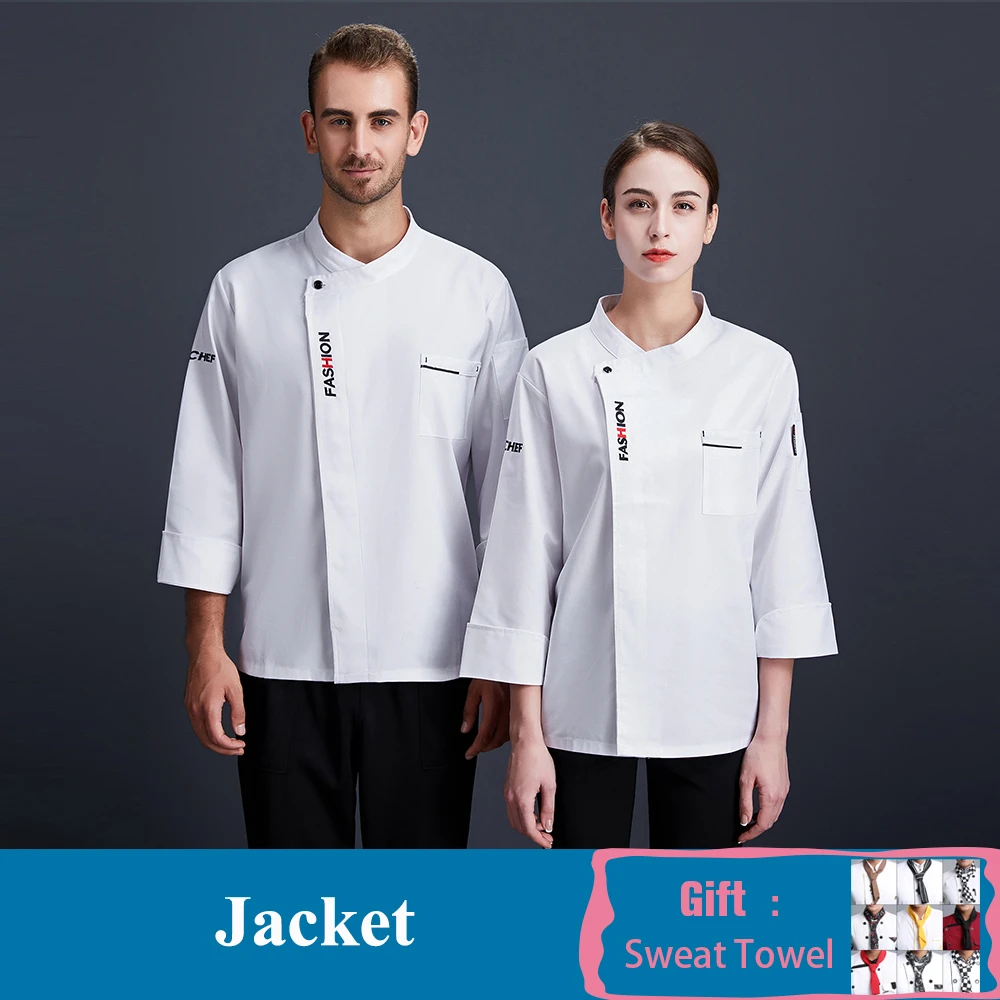White Coat Мода шеф-повар Ресторан кухонная Униформа длинный рукав шеф куртка унисекс Еда Услуги питание в отеле кафе-кондитерская поварская одежда - Цвет: White Coat