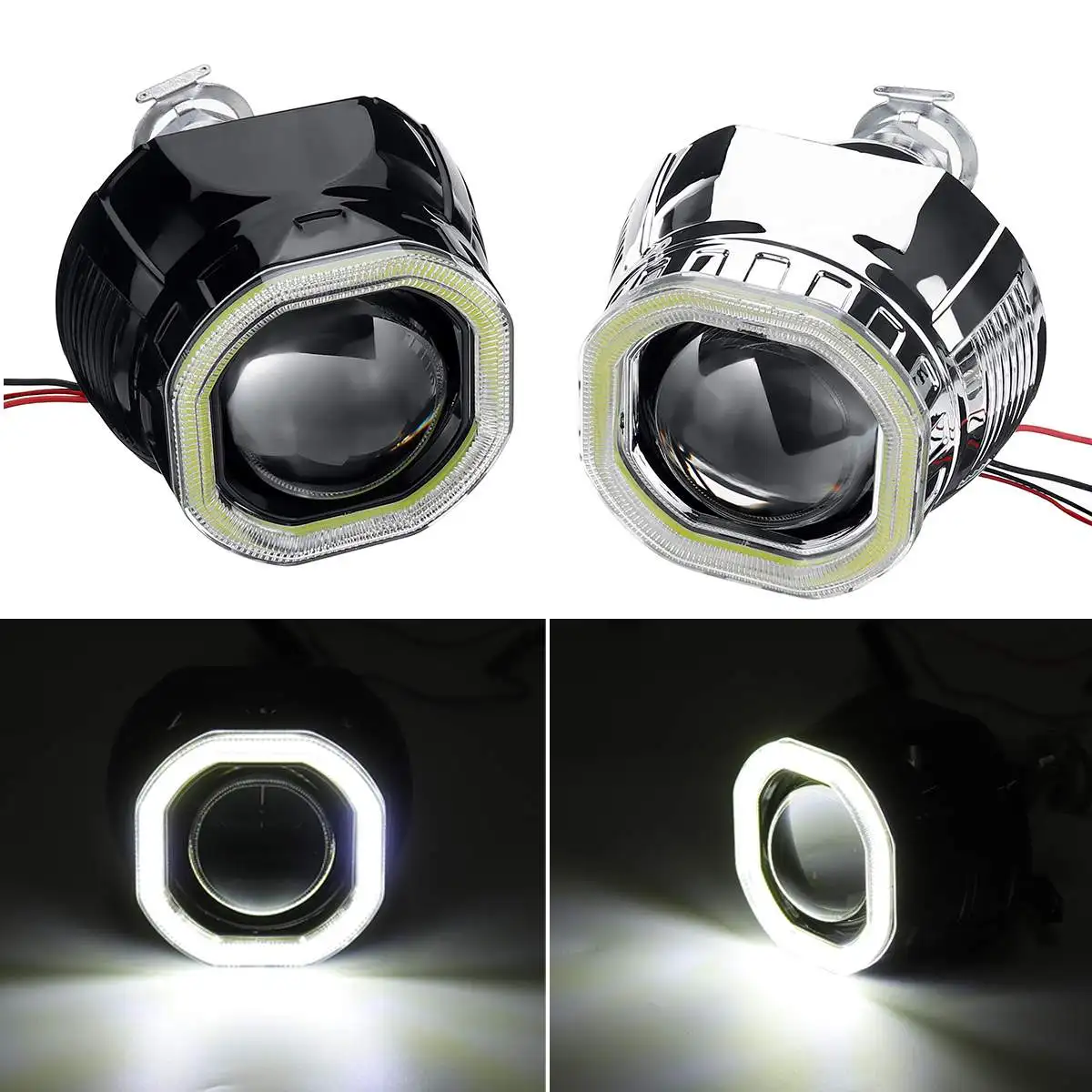 

1pc 2.5'' Car LED Running Lights Angel Eyes HID Bi-xenon Projector Lens Shell For H4 H7 Headlights