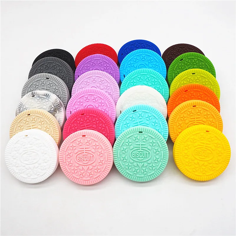 Chenkai 50PCS BPA Free Silicone Cookie Pendant Teether DIY Baby Biscuit Pacifier Dummy Nursing Chewing Jewelry Toy Gift | Украшения и