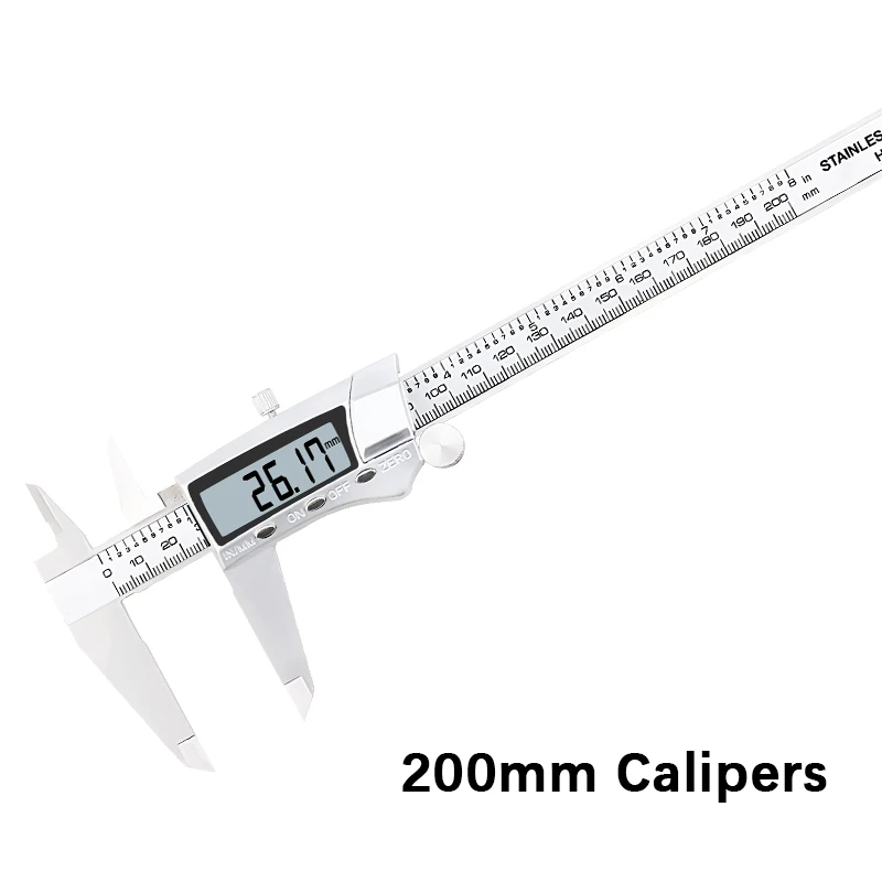 Электронный цифровой штангенциркуль с нониусом дюймов/метрической систем 0-150/200/300 мм Нержавеющая сталь ЖК-дисплей Экран с предельной точностью, измерительный инструмент