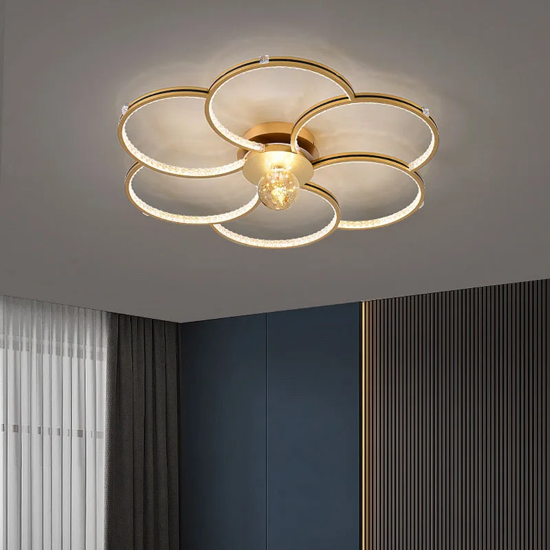Minimalist Luxury Black Gold Flowers LED Ceiling Chandelier for Bedroom Living Dining Room Entrance Hall Aisle Modern Home Light | Лампы и