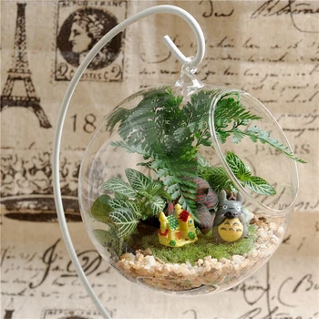 

Nayachic 4pcs With 12cm Height Rack Holder Round Shape Hanging Glass Aquarium Fish Bowl Fish Tank Flower Plant Home Decoration