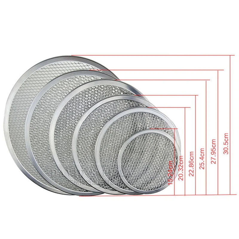  2Pcs Professional Round Pizza Oven Baking Tray Barbecue Grate Nonstick Mesh Net(9 Inch&8 Inch)