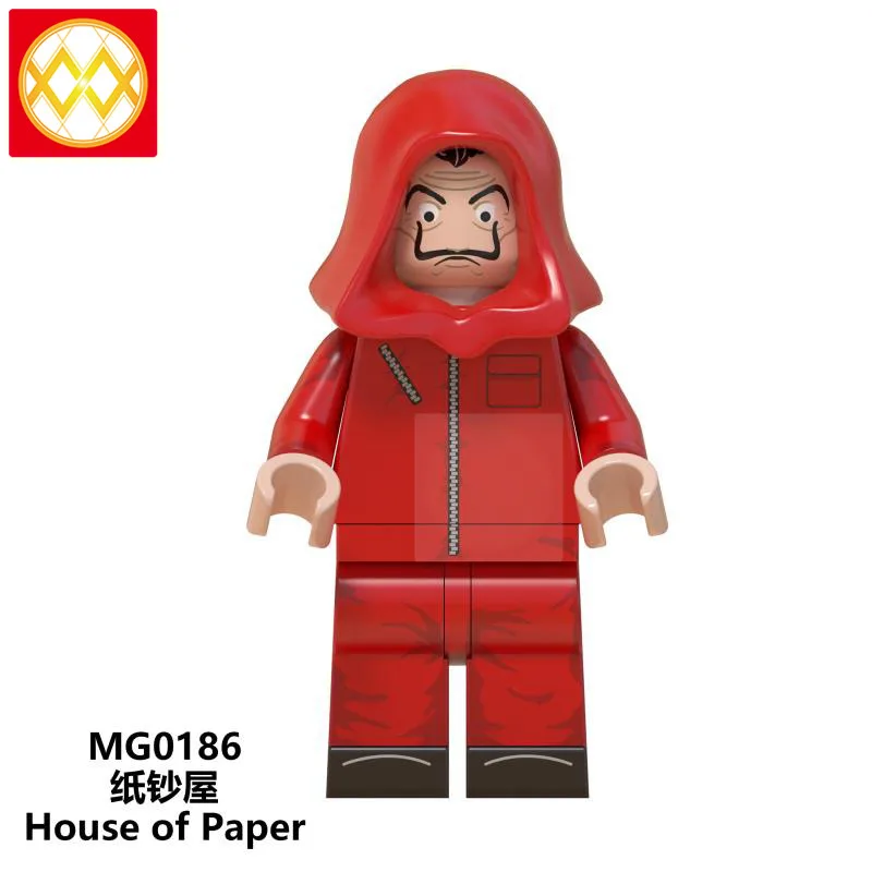

Single MG0186 House of Paper Movie Bricks Guy Fawkes V Vendetta Walking Dead Drama Money Heist Dr Who Building Blocks Kids Toys