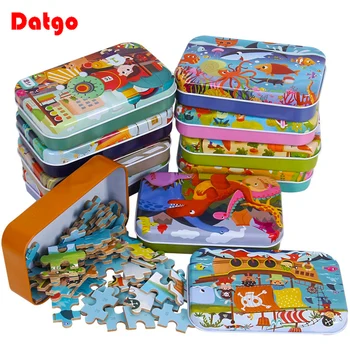 Hot New 60 pezzi puzzle in legno giocattoli per bambini veicolo dei cartoni animati puzzle in legno animale giocattolo educativo per l'apprendimento del bambino regalo per bambini 1