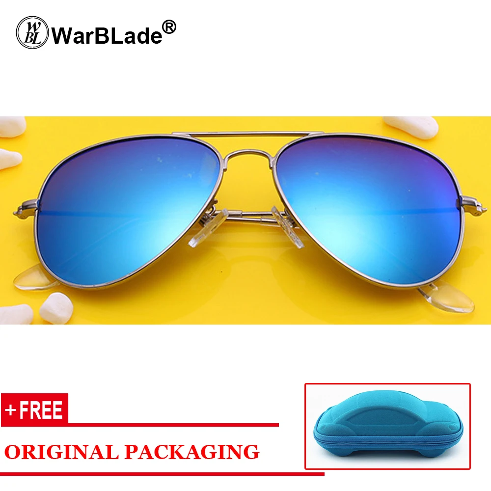 silver blue Blu case WarBLade Модные Детские поляризованные солнцезащитные очки для пилота стильные детские солнцезащитные очки для мальчиков и девочек UV400 защита Oculos De Sol Gafas - Цвет линз: silver blue Blu case