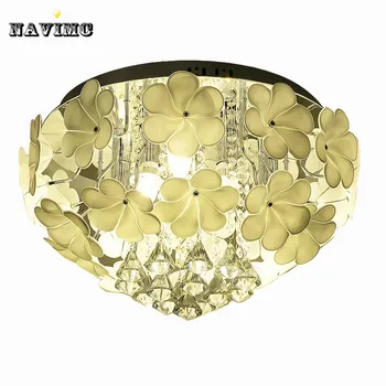 

European pastoral flowers petals living room master bedroom ceiling crystal lighting LED lamps