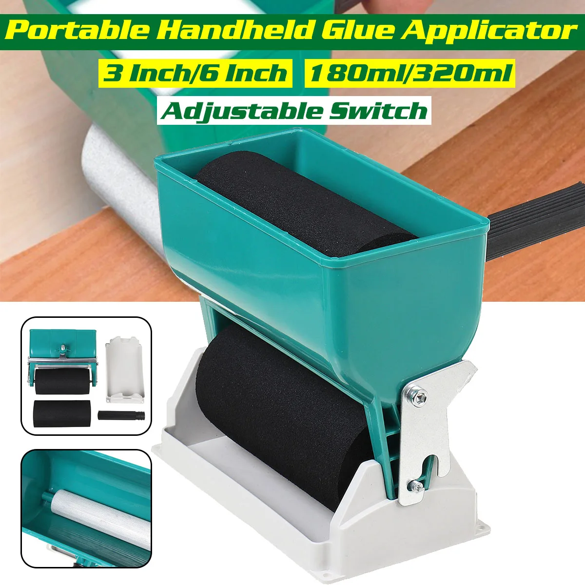 Adjustable Switch Glue Applicator Paint Bucket Portable Handheld Roller Manual Gluer for Woodworking Paiting Tools 180/320mL afbeelding