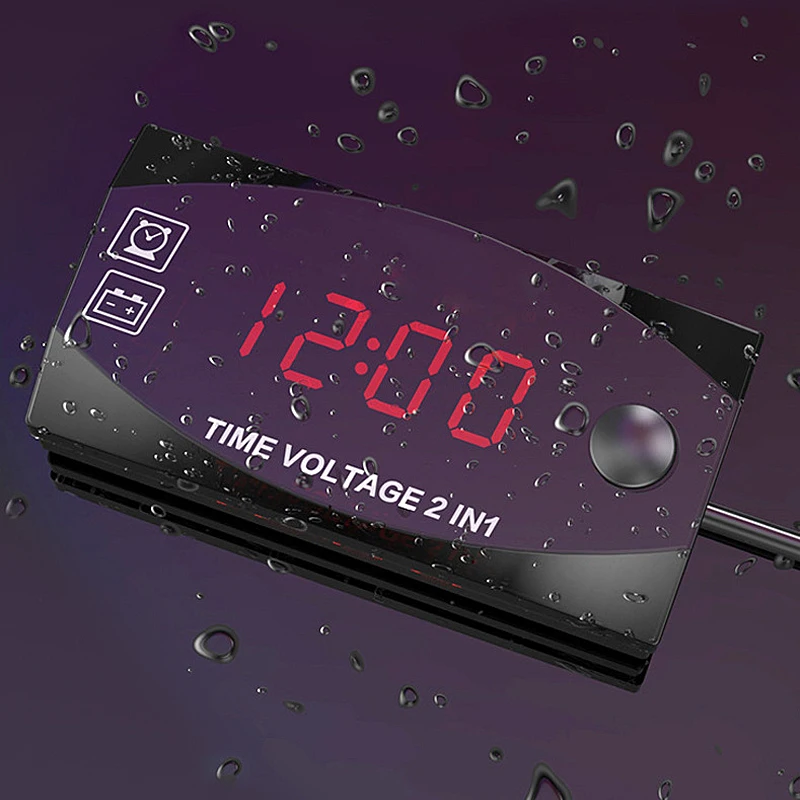 

Multifunction 6-30V LED Time Voltage 2 in1 IP67 Waterproof and Dustproof Electronic Meter Voltage tester волмеѬ Voltímetro