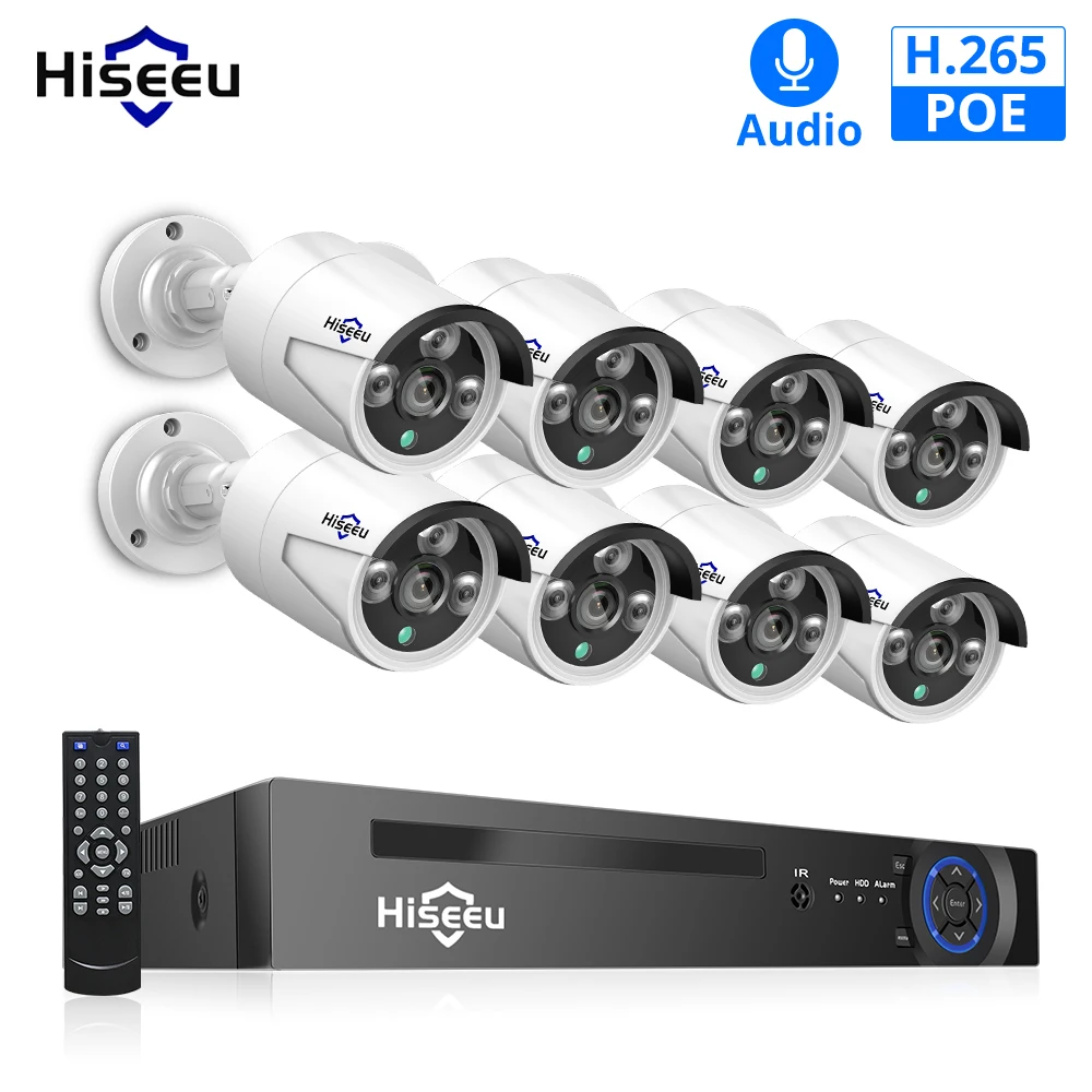 HD 8CH NVR 1080 P видеокамера POE CCTV Системы комплект 2MP открытый Водонепроницаемый IP Камера POE безопасности дома видео набор для наблюдения Hiseeu