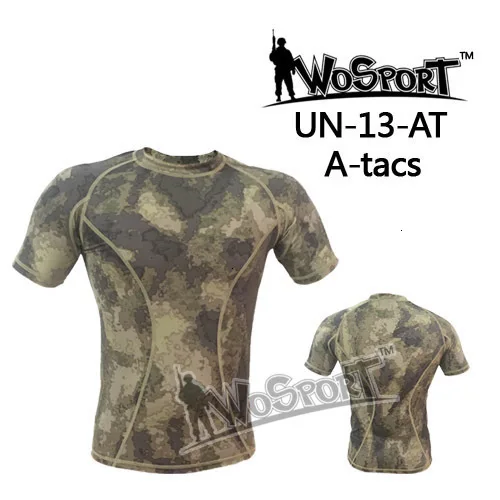 WoSporT уличный, тактический, для мужчин, футболка, нейлон, камуфляж, спортивные, военные, колготки, влагоотводящие, эластичные дышащие, с короткими рукавами