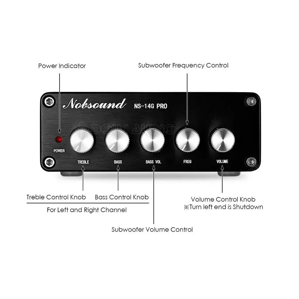 Baratos Nobsound HiFi 200W Bluetooth 5,0 estéreo 2,1 canales amplificador de potencia Subwoofer receptor de sonido PCM5102A Clase D Amp