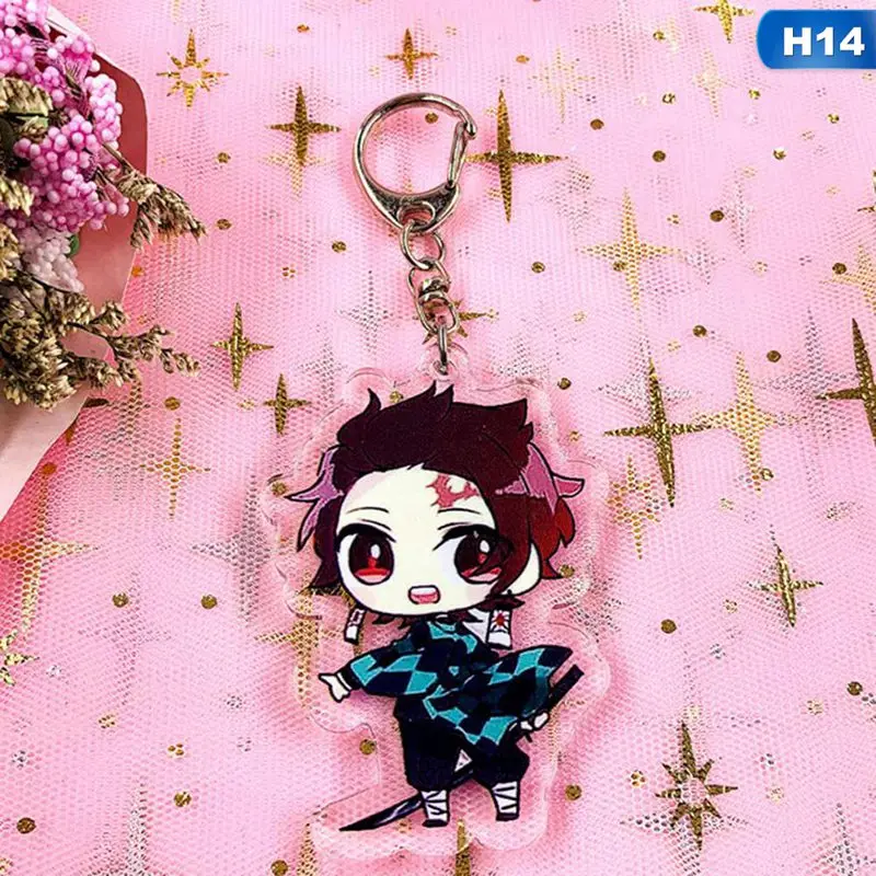 Аниме Demon Slayer брелок Kamado Tanjirou Nezuko Agatsuma Zenitsu Rengoku Kyoujurou милое акриловое кольцо для ключей фанатов подарок